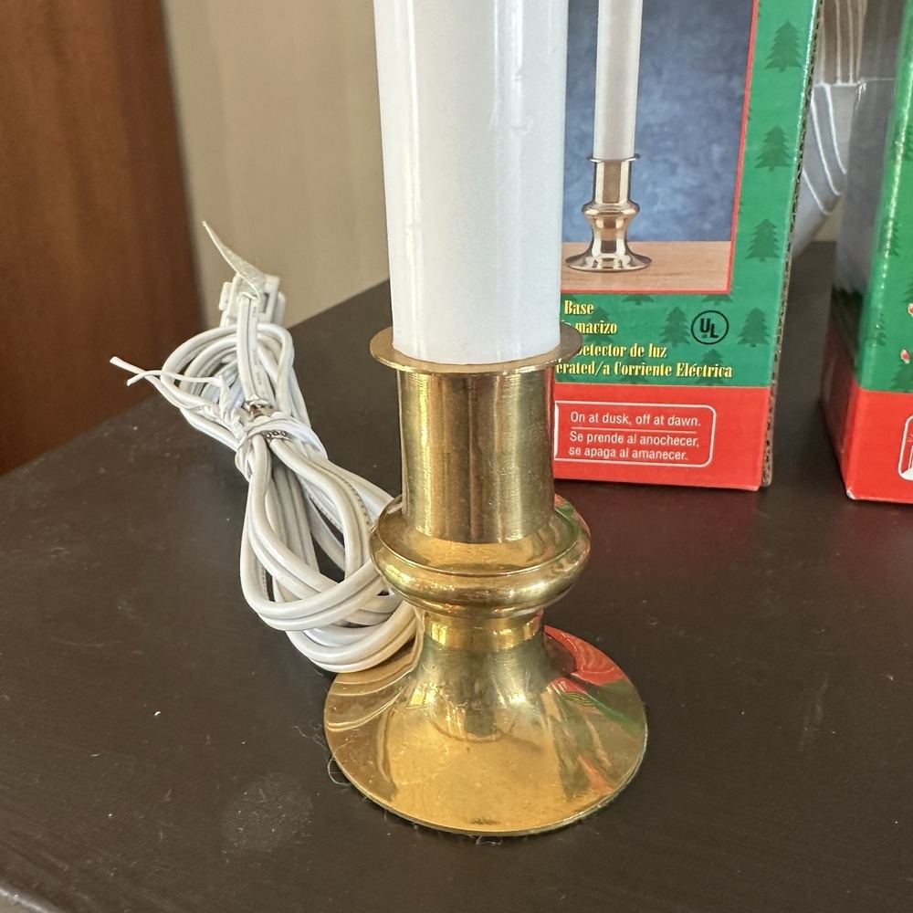 VTG (3) New Electric Window Candle Lamp Brass Base Dusk to Dawn Sensor - Picture 2 of 6